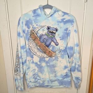 Teton Gravity Research X Grateful Dead Tie Dye Snowboard Bear Hoodie Size S